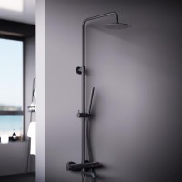 Душевая система Damixa Scandinavian Pure, термостатическая, с изливом, черный матовый, 936810300