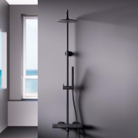 Душевая система Damixa Scandinavian Pure, термостатическая, с изливом, черный матовый, 936810300
