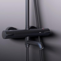 Душевая система Damixa Scandinavian Pure, термостатическая, с изливом, черный матовый, 936810300