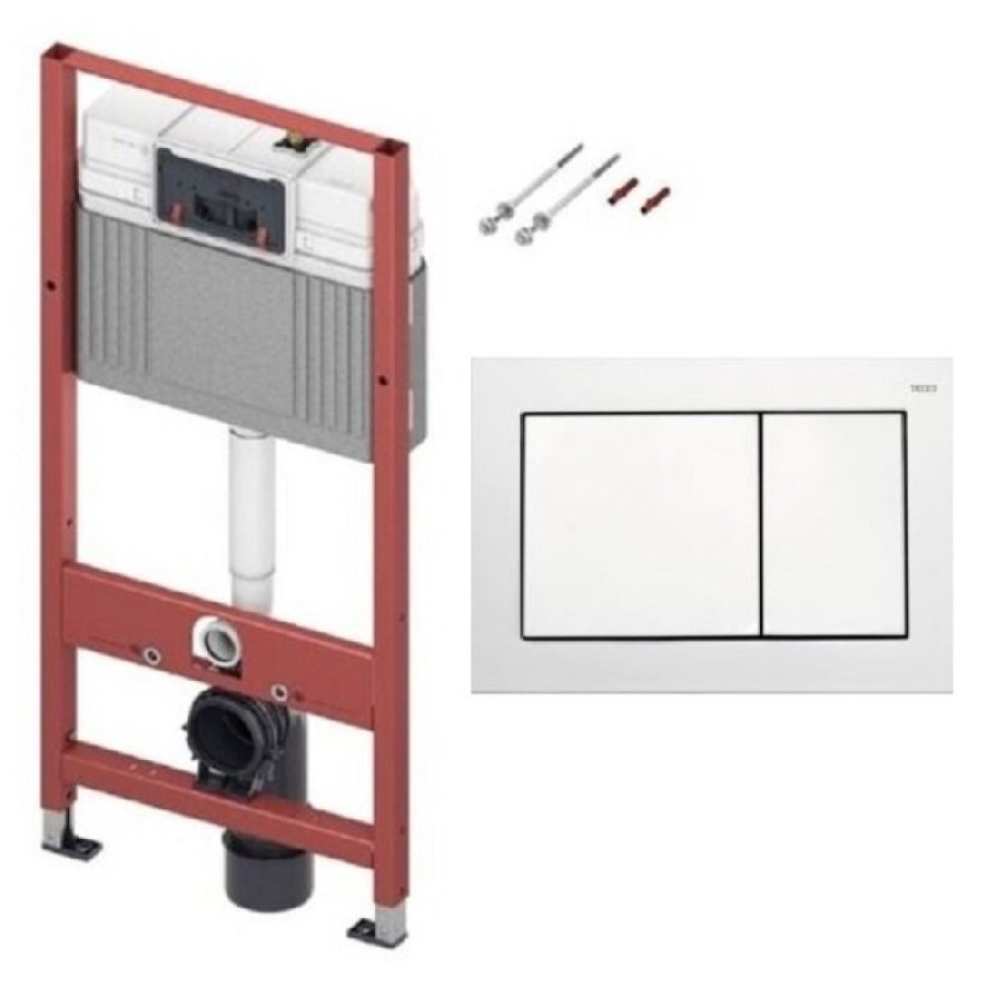 Инсталляция для унитаза TECEbase 9400400, клавиша смыва белая, красный, серый