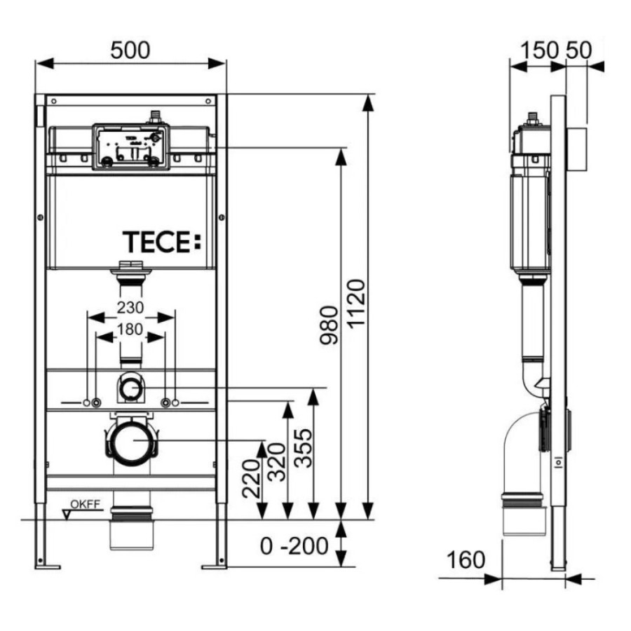 Инсталляция для унитаза TECEbase 9400400, клавиша смыва белая, красный, серый