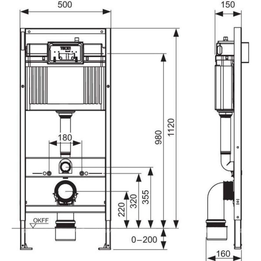 Инсталляция для унитаза TECE Base 9400401, с клавишей смыва