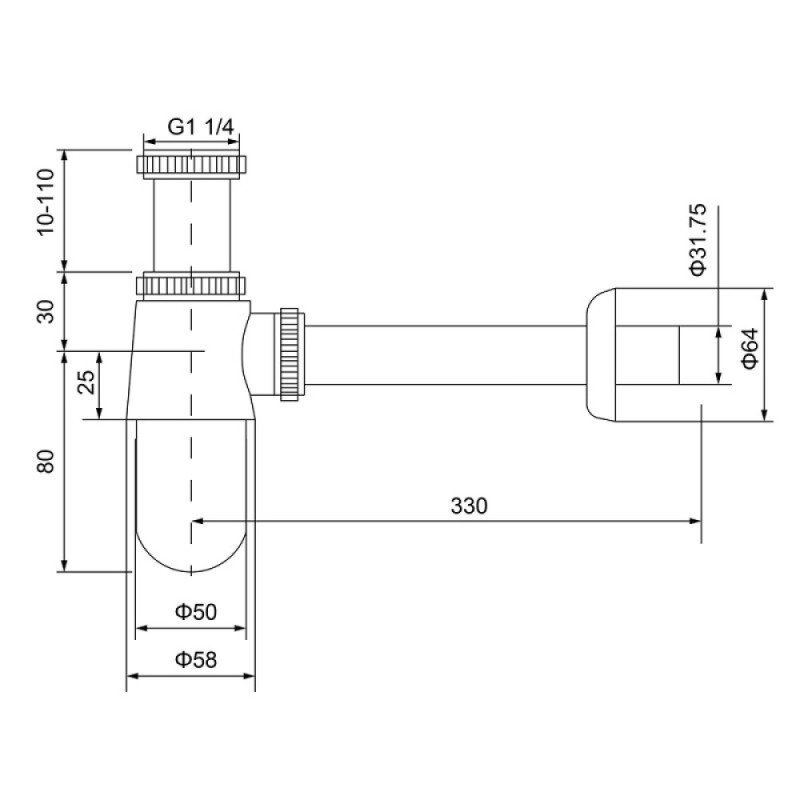 Сифон для раковины Timo 960/16L, цвет белый матовый