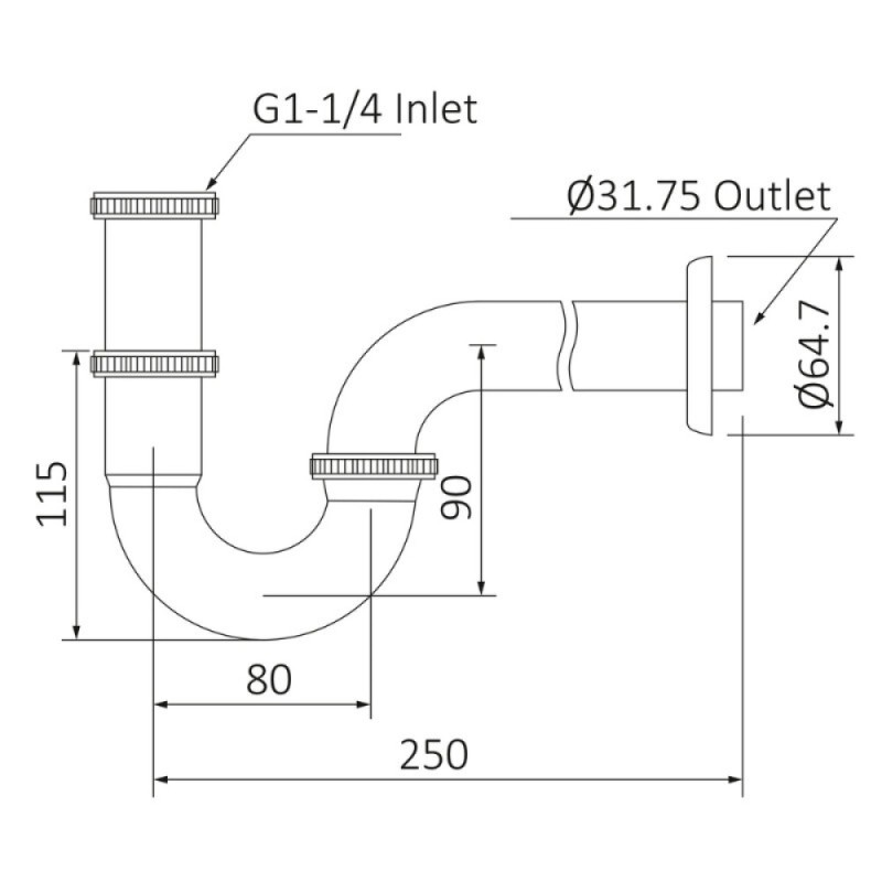 Сифон для раковины Timo 961/17L, цвет золото матовое