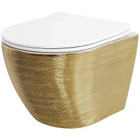 Комплект Grossman Style 97.4455GWS.05.30M, инсталляция 900.K31.01.000 с безободковым унитазом GR-4455GWS золото, сиденье микролифт, клавиша смыва золото глянцевое 700.K31.05.30M.30M