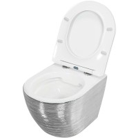Комплект Grossman Pragma 97.4455SWS.03.000, инсталляция 900.K31.01.000 с безободковым унитазом серебро GR-4455SWS, сиденье микролифт, клавиша смыва белая глянцевая 700.K31.03.000.000