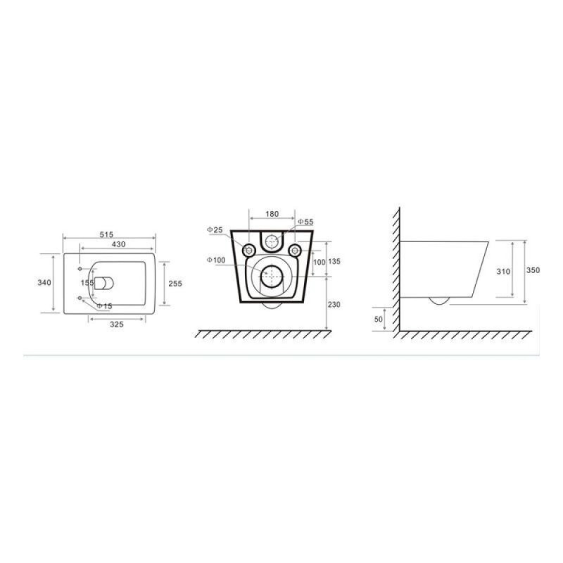 Подвесной безободковый унитаз TECE TeceSpring S 9700996, сиденье с микролифтом, белый