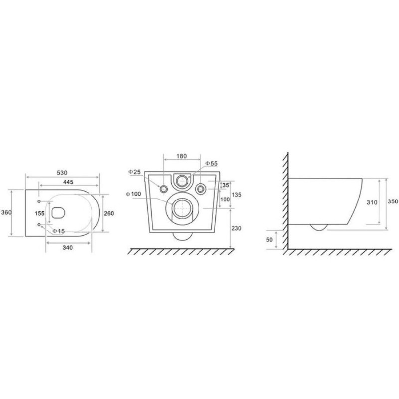 Подвесной безободковый унитаз TECE TeceSpring R 9700998, смыв торнадо, сиденье микролифт, белый