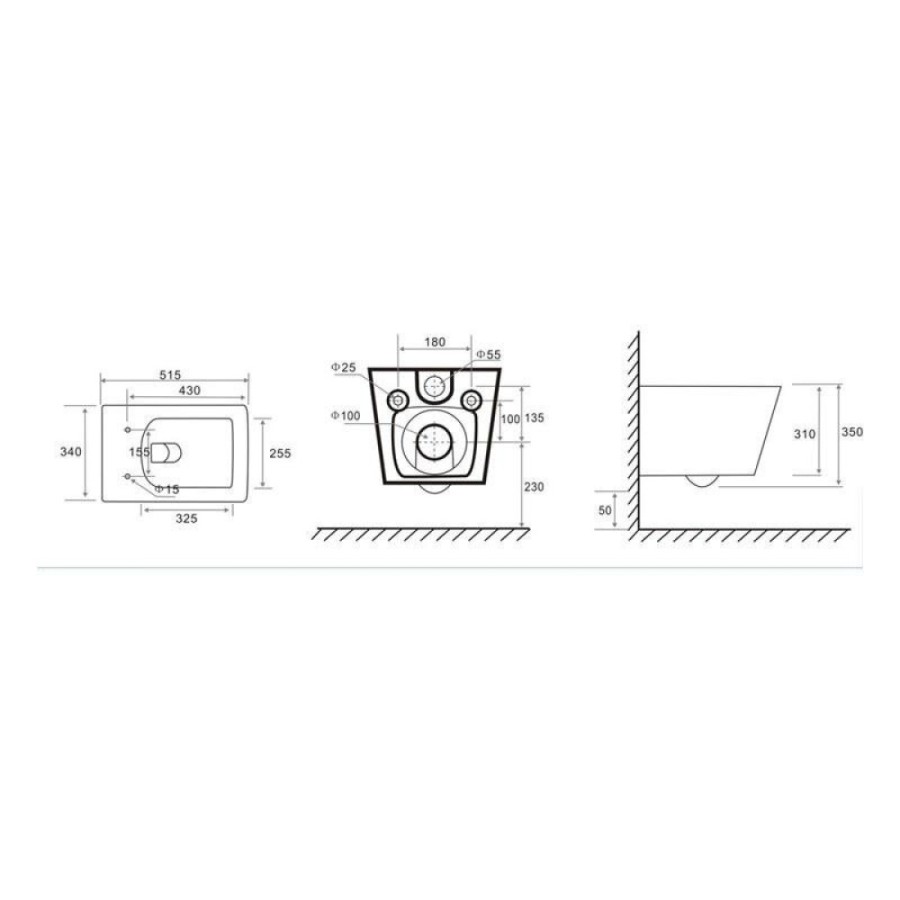 Подвесной безободковый унитаз TECE TeceSpring R 9700998P, смыв торнадо, сиденье микролифт, белый