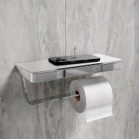 Держатель туалетной бумаги Lemark Glass Line, 9721040, на 2 рулона, с полкой, хром/белое стекло