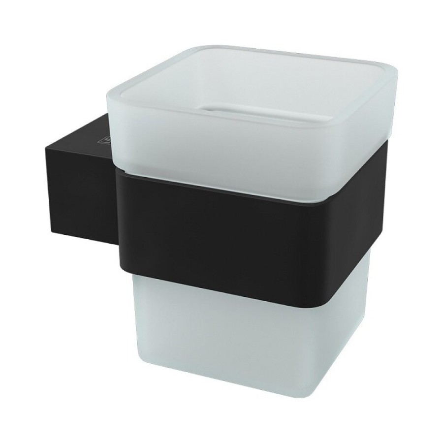 Стакан Lemark Smooth Line, 9732014, держатель черный матовый