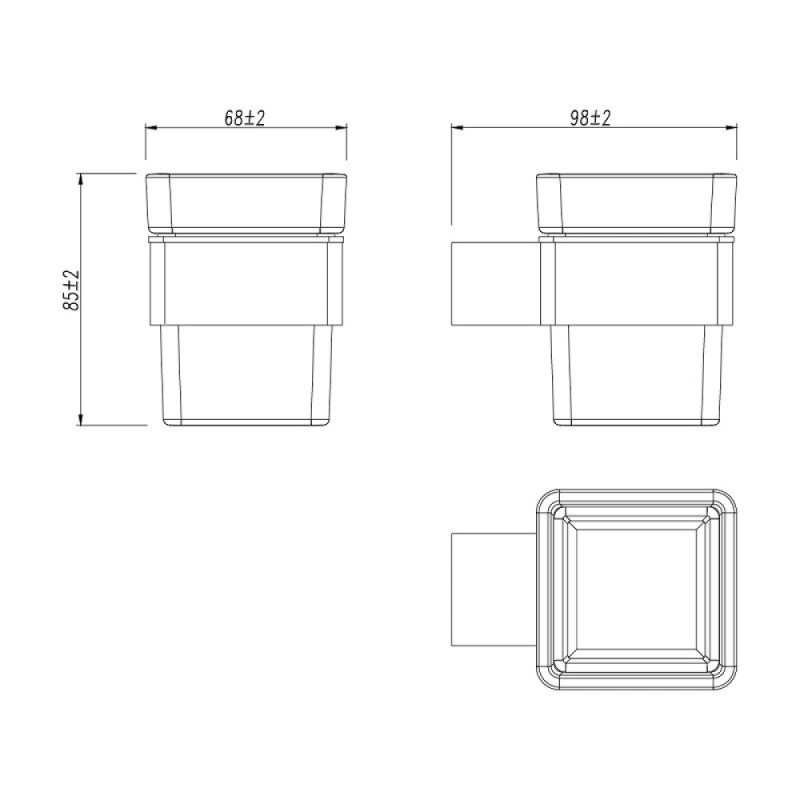 Стакан Lemark Smooth Line, 9736015, держатель PVD графит
