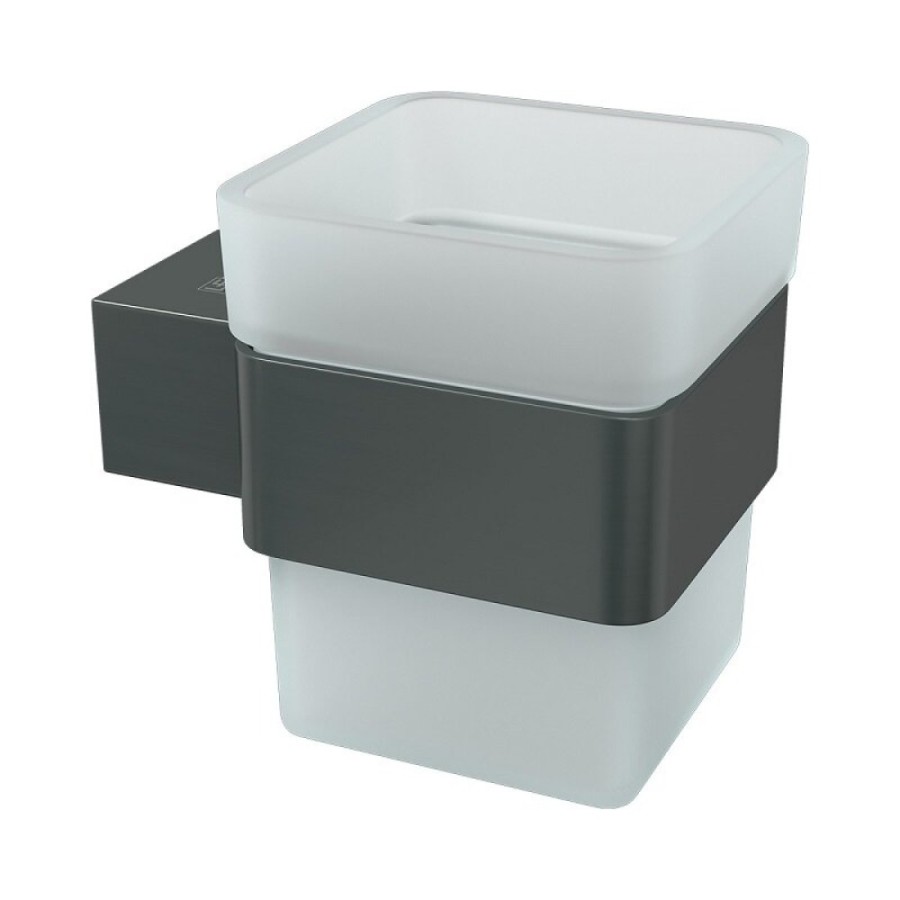 Стакан Lemark Smooth Line, 9736015, держатель PVD графит