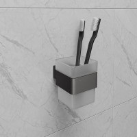 Стакан Lemark Smooth Line, 9736015, держатель PVD графит