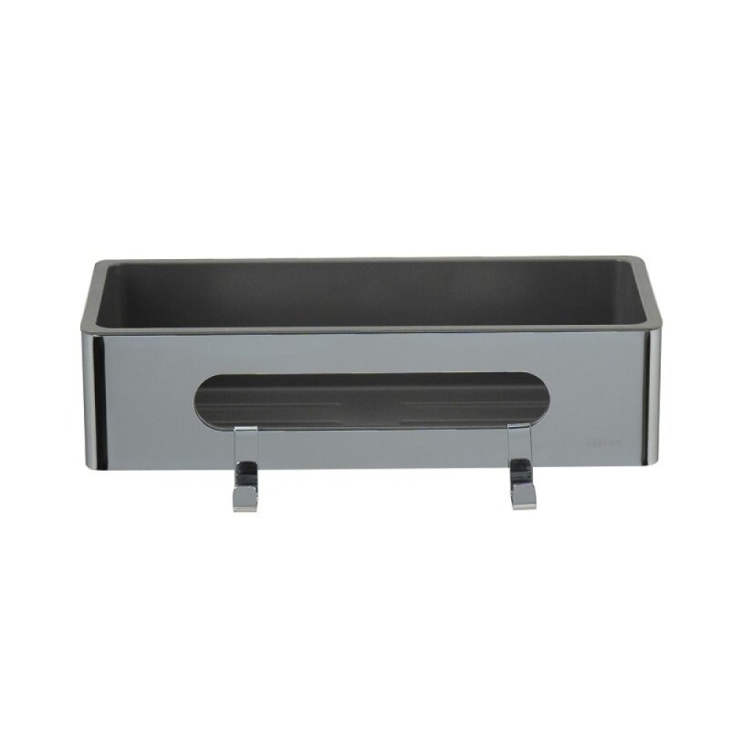 Полка для душа Lemark Shelf line, 9771043, 30 см, с крючками, хром/графит