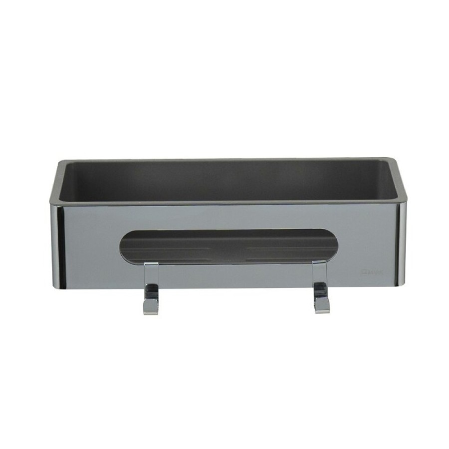 Полка для душа Lemark Shelf line, 9771043, 30 см, с крючками, хром/графит