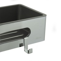 Полка для душа Lemark Shelf line, 9771043, 30 см, с крючками, хром/графит