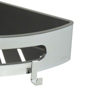 Полка для душа Lemark Shelf line, 9771046, 22 см, с крючками, хром/графит