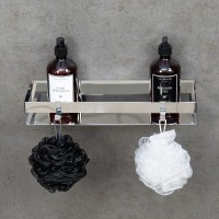 Полка для душа Lemark Shelf line, 9771052, 40 см, с крючками, хром