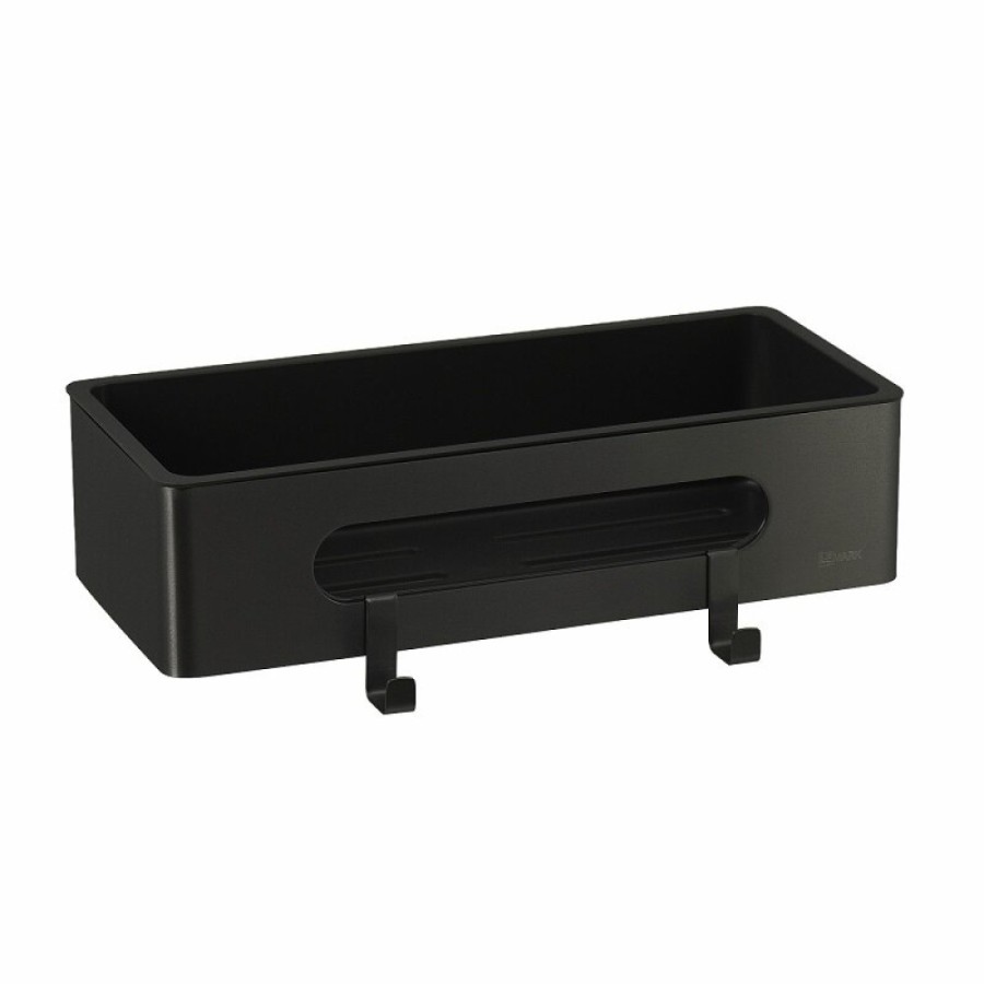 Полка для душа Lemark Shelf line, 9772044, 30 см, с крючками, черная