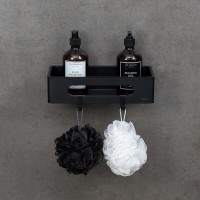 Полка для душа Lemark Shelf line, 9772044, 30 см, с крючками, черная