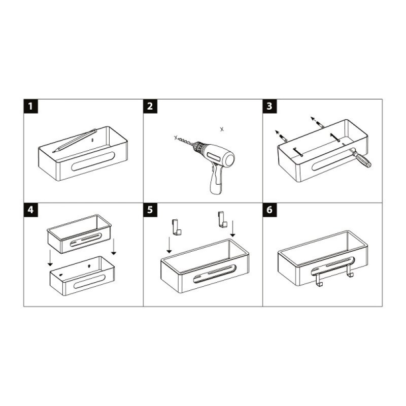 Полка для душа Lemark Shelf line, 9772044, 30 см, с крючками, черная