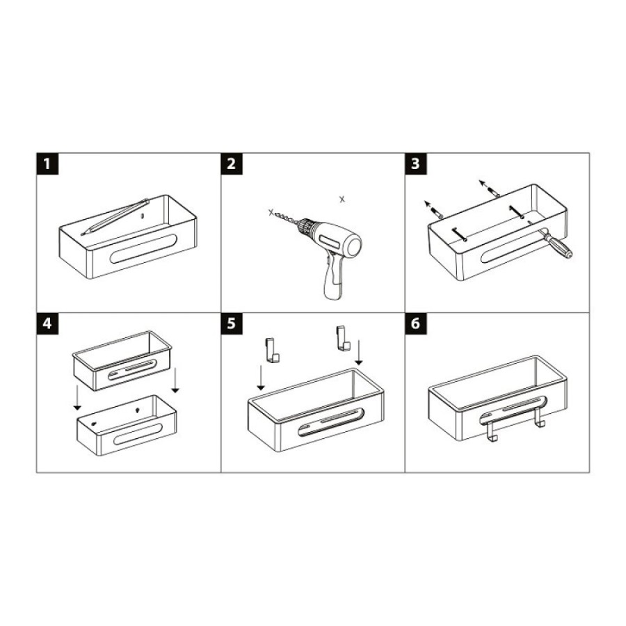 Полка для душа Lemark Shelf line, 9772044, 30 см, с крючками, черная