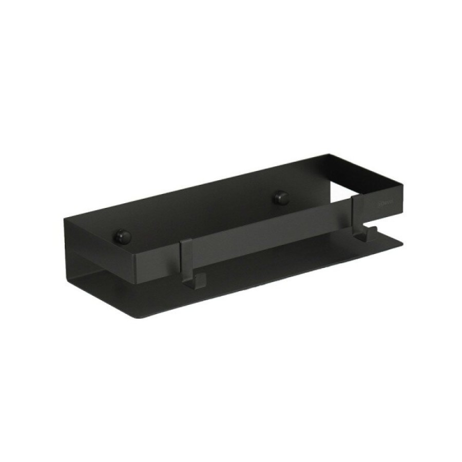 Полка для душа Lemark Shelf line, 9772050, 30 см, с крючками, черный
