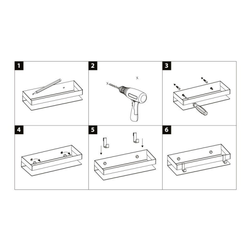 Полка для душа Lemark Shelf line, 9772050, 30 см, с крючками, черный