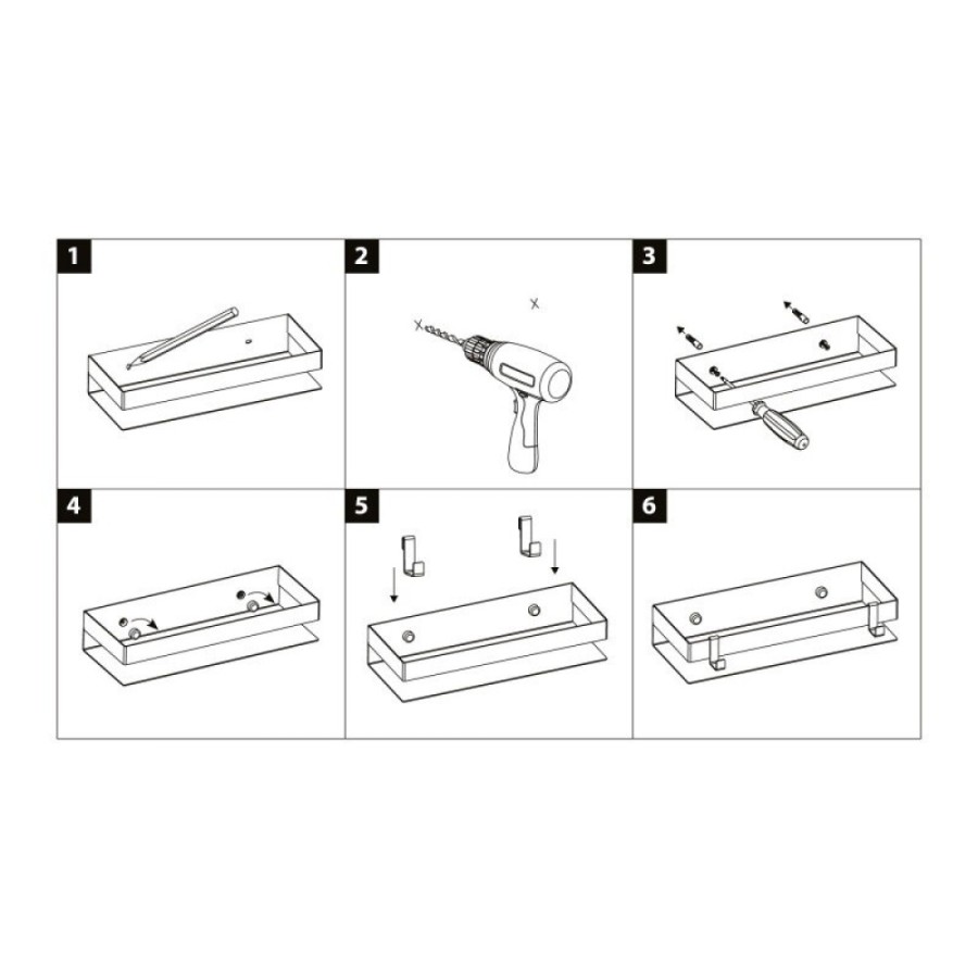 Полка для душа Lemark Shelf line, 9772050, 30 см, с крючками, черный