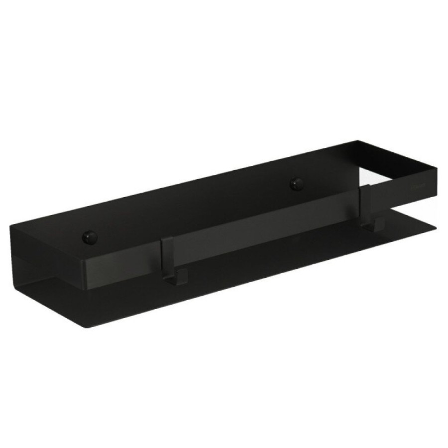 Полка для душа Lemark Shelf line, 9772053, 40 см, с крючками, черный матовый