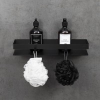 Полка для душа Lemark Shelf line, 9772053, 40 см, с крючками, черный матовый