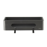 Полка для душа Lemark Shelf line, 9776045, 30 см, с крючками, графит PVD