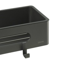 Полка для душа Lemark Shelf line, 9776045, 30 см, с крючками, графит PVD