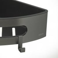 Полка для душа Lemark Shelf line, 9776048, 22 см, с крючками, графит PVD