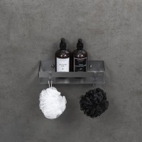 Полка для душа Lemark Shelf line, 9776051, 30 см, с крючками, графит PVD
