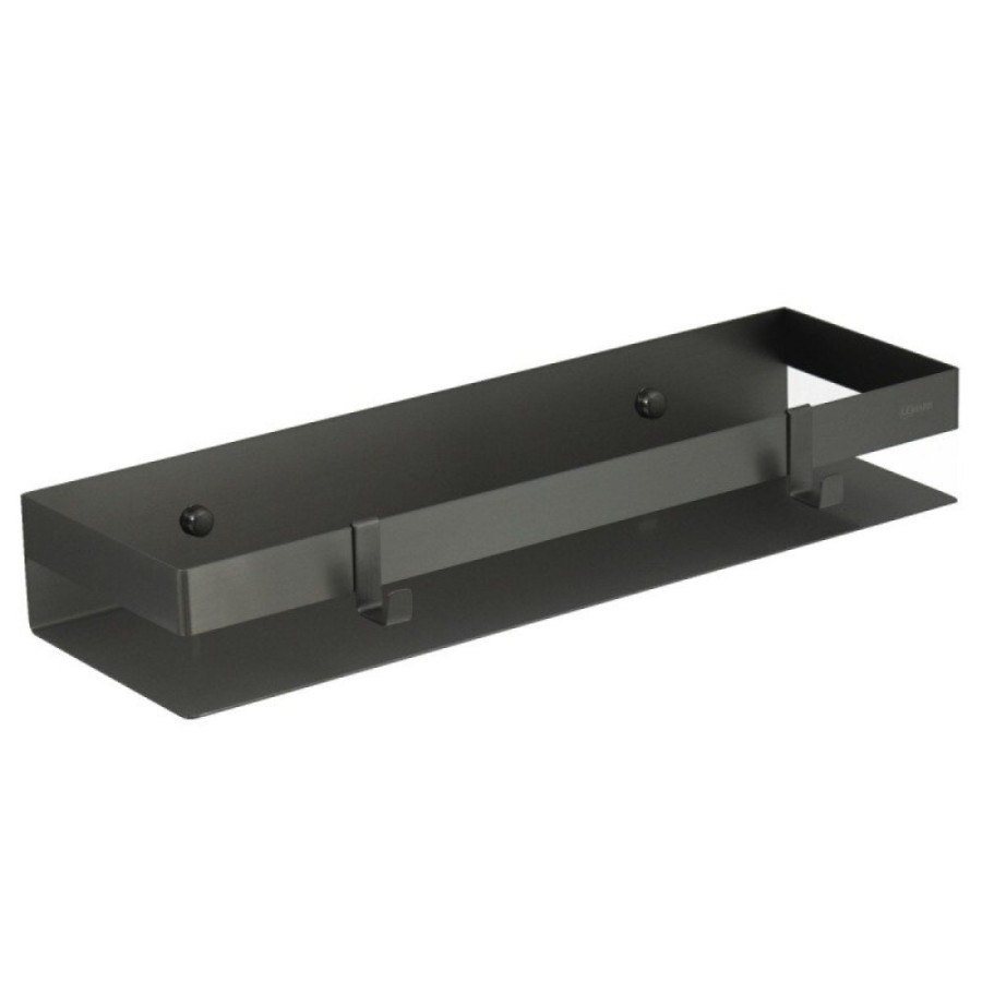 Полка для душа Lemark Shelf line, 9776054, 40 см, с крючками, графит PVD