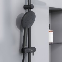 Душевая система Damixa Jupiter 977770300, с полкой и гигиеническим душем, с изливом, черная матовая