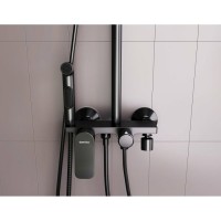 Душевая система Damixa Jupiter 977770300, с полкой и гигиеническим душем, с изливом, черная матовая