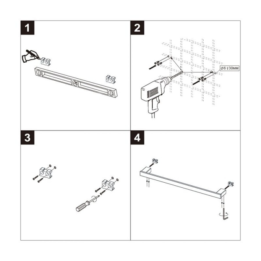 Полотенцедержатель Lemark Smooth Line, 9782023, 61 см, черный матовый