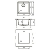 Кухонная мойка Lemark Sinara 400-U 9910062, 40 см, искусственный камень, бежевый