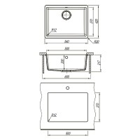 Кухонная мойка Lemark Sinara 540-U 9910078, 54 см, искусственный камень, шампань