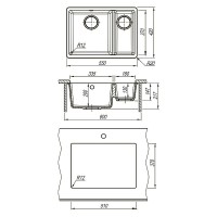 Кухонная мойка Lemark Sinara 550.2-U 9910080, 55 см, искусственный камень, бежевый