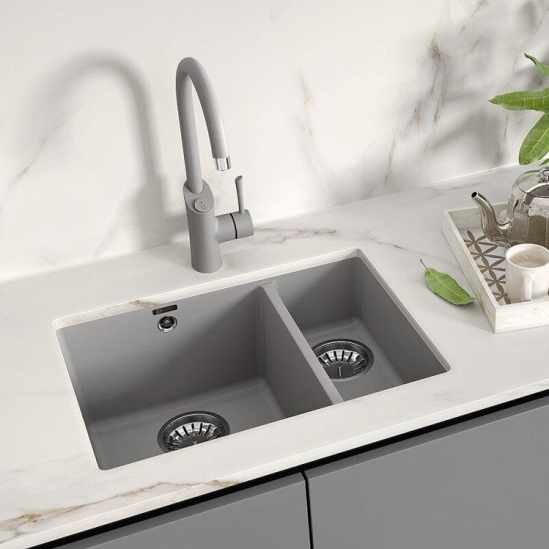 Кухонная мойка Lemark Sinara 550.2-U 9910081, 55 см, искусственный камень, грей