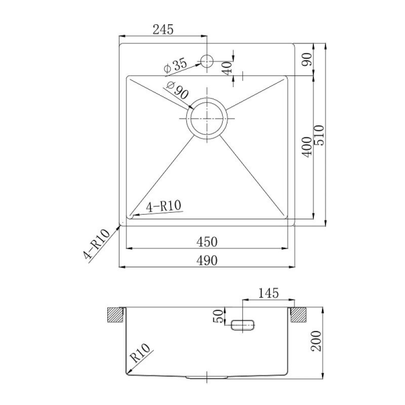 Кухонная мойка Lemark Janga 490 9932108, 49 см, PVD-покрытие, нержавеющая сталь, черный матовый