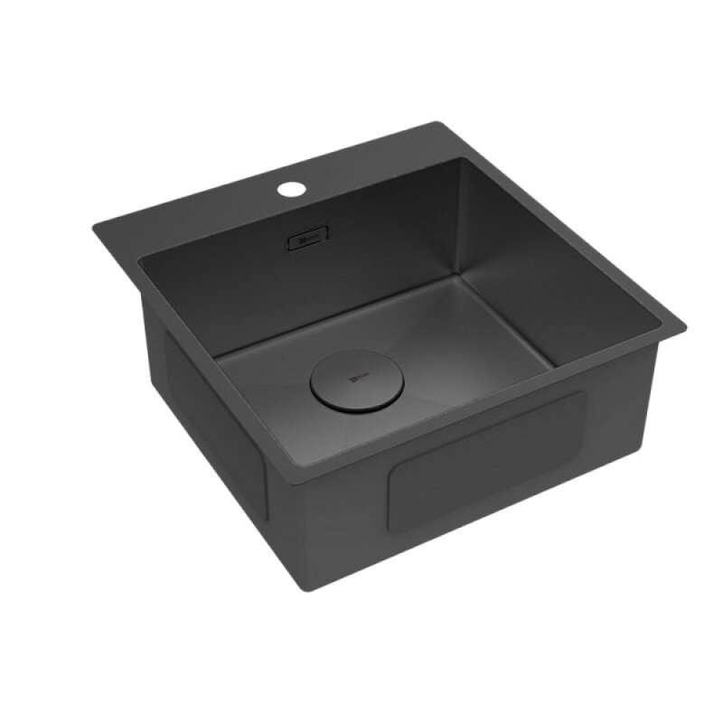 Кухонная мойка Lemark Janga 490 9932108, 49 см, PVD-покрытие, нержавеющая сталь, черный матовый