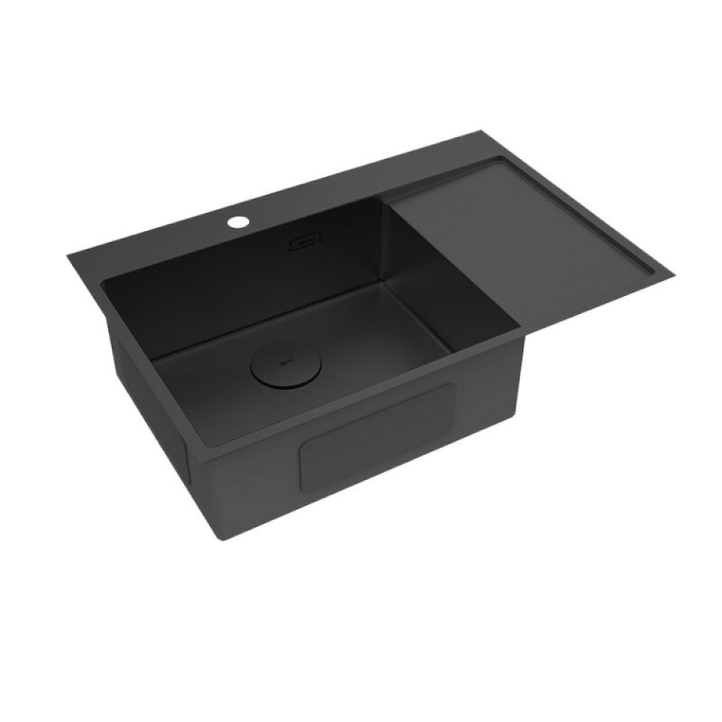 Кухонная мойка Lemark Kezadra 780L/P 9932152/9932156, 78 см, левая/правая, нержавеющая сталь, PVD-nano покрытие, черный матовый