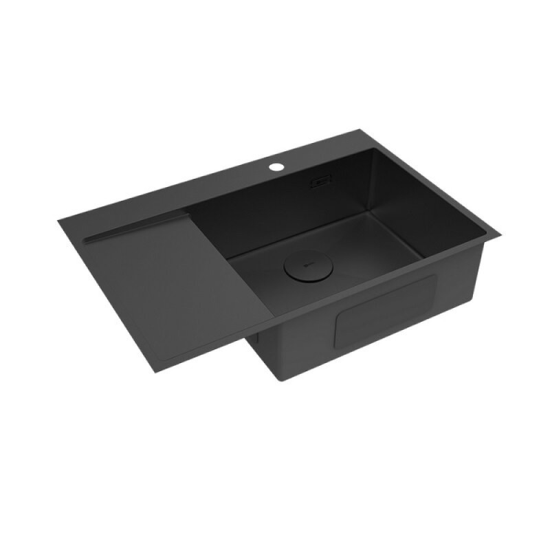 Кухонная мойка Lemark Kezadra 780L/P 9932152/9932156, 78 см, левая/правая, нержавеющая сталь, PVD-nano покрытие, черный матовый