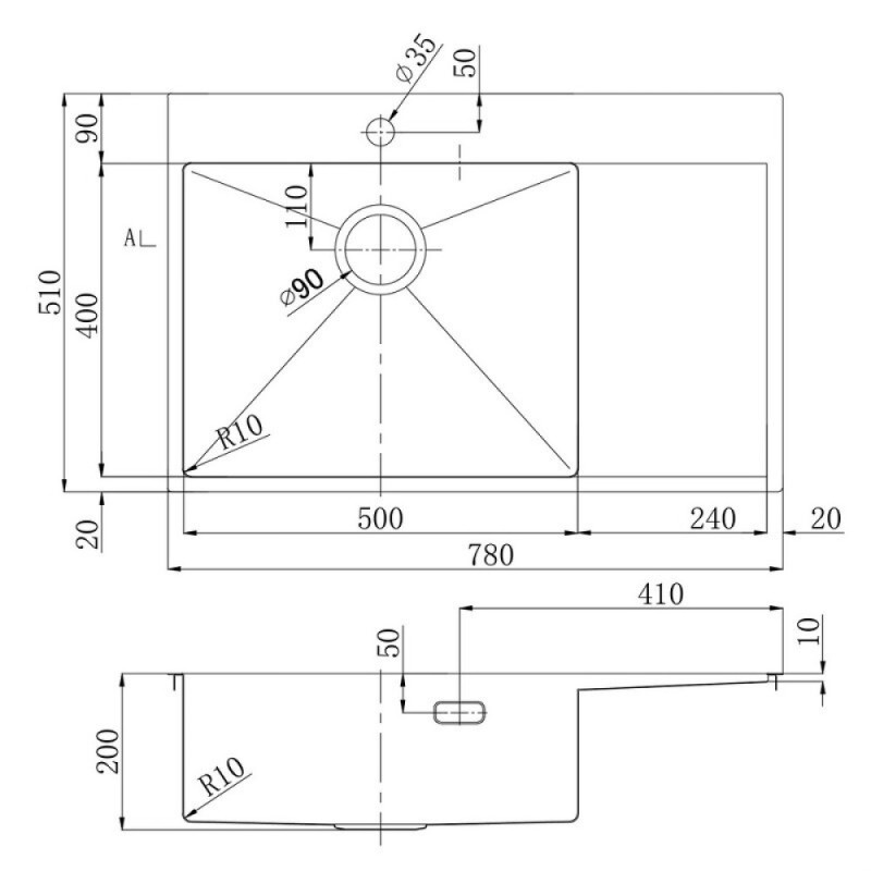 Кухонная мойка Lemark Kezadra 780L/P 9936151/9936155, 78 см, левая/правая, нержавеющая сталь, PVD- nano покрытие, графит