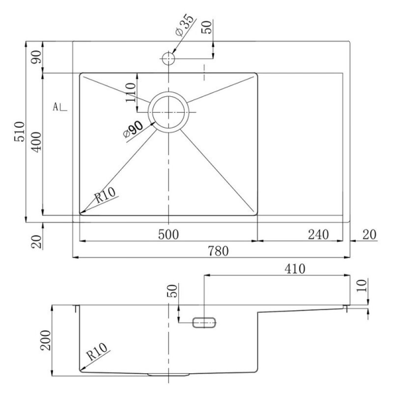 Кухонная мойка Lemark Kezadra 780L/P 9937149/9937153, 78 см, левая/правая, нержавеющая сталь